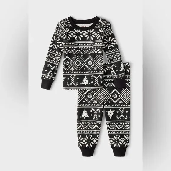 PJ Place Black and White Kids Pajama Set - Picture 1 of 9